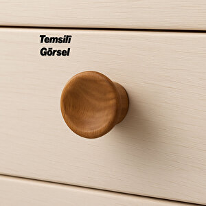 Mobilya Mutfak Dolap Dolabı Çekmece Kulpu Kulbu Kulp Düğme Açık Ceviz Plastik Tek Vidalı