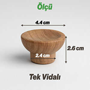 Mobilya Mutfak Dolap Dolabı Çekmece Kulpu Kulbu Kulp Düğme Açık Ceviz Plastik Tek Vidalı