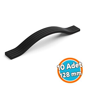 10 Adet Mobilya Çekmece Kolu Mutfak Dolabı Ve Kapak Kulpları Dayanıklı Siyah Metal Kulp 128 Mm