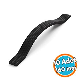 Mobilya Kulpu Çizgili Model Dayanıklı Uzun Ömürlü Modern Tasarım Siyah 160 Mm Çizgili Metal 10 Adet