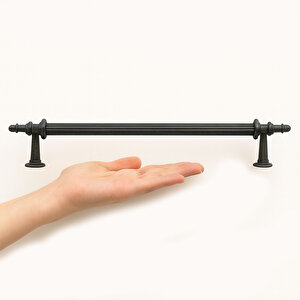 Çekmece Dolap Kulpu Modern Tasarım Şık Mobilya Aksesuarı Çizgili Mat Siyah 320 Mm Metal