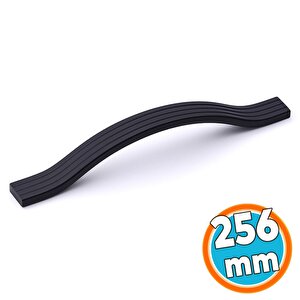 Mobilya Kulpu 256 Mm Vida Aralığı Paslanmaz Sağlam Uzun Ömürlü Tasarım Siyah Çizgili Metal