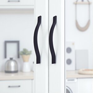 Mobilya Kulpu 256 Mm Vida Aralığı Paslanmaz Sağlam Uzun Ömürlü Tasarım Siyah Çizgili Metal