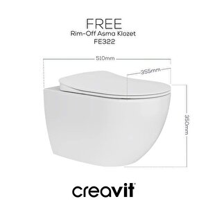 Free Rim-off Kanalsız Asma Klozet 1.kalite (fe322.02) + Duck Tp Yavaş Kapanan Kapak 2'li Set