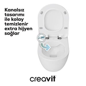 Creavit Free Rim-off Kanalsız Asma Klozet 1.kalite (fe322.02) + Duck Tp Yavaş Kapanan Kapak 2'li Set