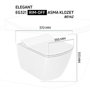 Elegant Rim-off Kanalsız Asma Klozet (eg321.00) + Elegant Tp Yavaş Kapanan Kapak 2'li Set