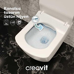 Creavit Elegant Rim-off Kanalsız Asma Klozet (eg321.00) + Elegant Tp Yavaş Kapanan Kapak 2'li Set