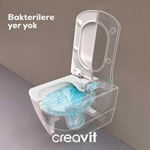 Creavit Elegant Rim-off Kanalsız Asma Klozet (eg321.00) + Elegant Tp Yavaş Kapanan Kapak 2'li Set