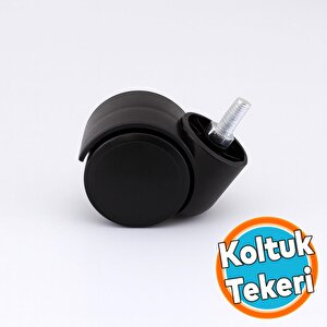 Dönerli Koltuk Tekeri M8 Civatalı Siyah Renk Dayanıklı Plastik Mobilya Sandalye Ofis Yedek Tekerlek
