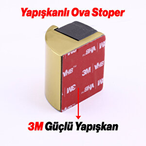 Oval Metal Kapı Stoperi Gold Altın Güçlü Yapışkanlı Kauçuk Kapı Tamponu Çarpma Önleyici Durdurucu