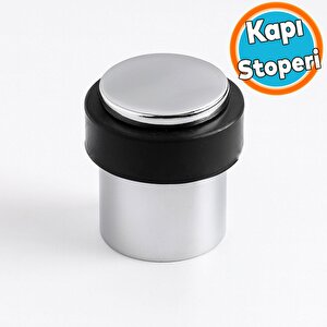 Metal Kapı Stoperi Vidalı Gümüş Krom Kapı Tamponu Durdurucu Kauçuk Darbe Önleyici Koruyucu Düz Model