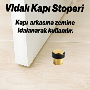 Kapı Stoperi Metal Gold Düz Model Vidalı Montaj Kauçuk Başlık Kapı Tamponu Çarpma Önleyici Durdurucu