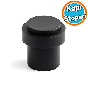 Kapı Stoperi Metal Siyah Düz Model Vidalı Montaj Kauçuk Başlıklı Kapı Tamponu Durdurucu Koruyucu