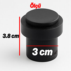 Kapı Stoperi Metal Siyah Düz Model Vidalı Montaj Kauçuk Başlıklı Kapı Tamponu Durdurucu Koruyucu