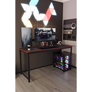 Siyah Oyuncu Masası 160x60, Bilgisayar Masası, Gamer Masası, Gaming Masa, Metal Ayaklı - Sks-160