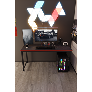 Siyah Oyuncu Masası 160x60, Bilgisayar Masası, Gamer Masası, Gaming Masa, Metal Ayaklı - Sks-160