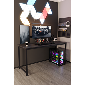 Siyah 160x60 Oyuncu Masası, Bilgisayar Masası, Gamer Masası, Gaming Masa, Metal Ayaklı - Ss-160