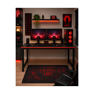 Siyah/kırmızı Oyuncu Masası 60x140, Çalışma Masası, Bilgisayar Masası, Gamer Masa, Metal Ayaklı