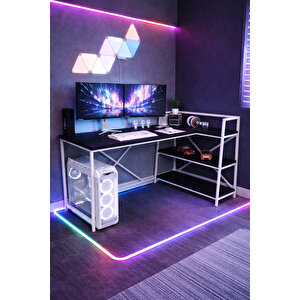 Raflı Çift Yöne Uygun Oyuncu Masası, Bilgisayar Masası, Gamer Masası, Gaming Masa, L Masa