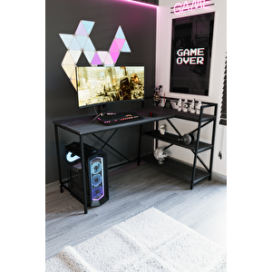 Siyah Oyuncu Masası, Çift Yön Kullanıma Uygun, Bilgisayar Masası, Gamer Masası, Gaming Masa, L Masa - Ss-l