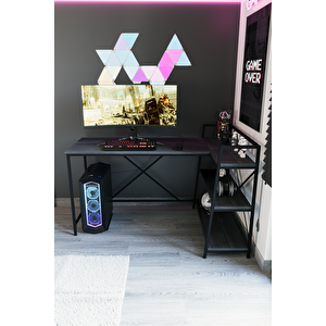 Siyah Oyuncu Masası, Çift Yön Kullanıma Uygun, Bilgisayar Masası, Gamer Masası, Gaming Masa, L Masa - Ss-l