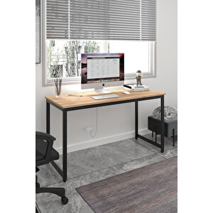 Çam/siyah Çalışma Masası 140x60, Bilgisayar Masası, Ofis Masası, Metal Ayaklı- Cs-140