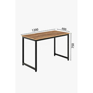 Çam/siyah 120x60 Çalışma Masası, Bilgisayar Masası, Ofis Masası, Metal Ayaklı - Cs-120
