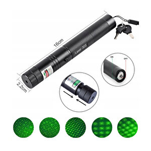 Om-1201 18650 Pi̇lli̇ Şarjli Anahtar Emni̇yetli̇ Yeşi̇l Lazer Pointer (50 Km)