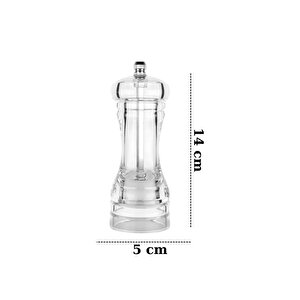 2’li Küçük Boy 14 Cm Akrilik Şeffaf Tuz Karabiber Öğütücü Mit1256
