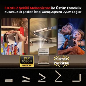 Vankyo Aurzen Zip Katlanabilir Dlp 1080p Destekli Bataryalı Projeksiyon Cihazı +auto Focus+auto Keystone+type-c Hızlı Şarj+6g Wifi