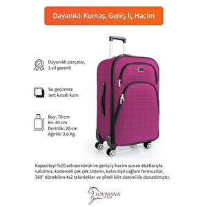 Orta Boy 4 Teker Kumaş Valiz Pembe 1081