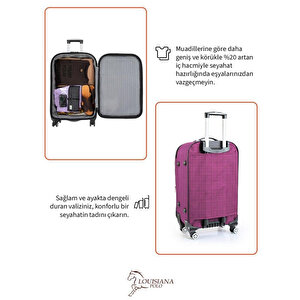 Orta Boy 4 Teker Kumaş Valiz Pembe 1081