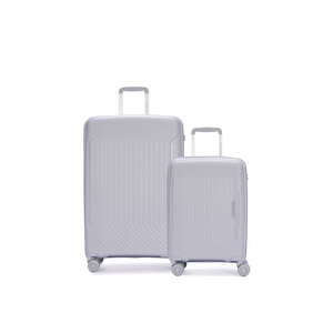 Benetton 2'li Set Büyük Ve Kabin Boy %100 Polipropilen Valiz Açık Gri 14bnt8001
