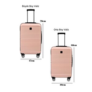 2'li Valiz Seti Polikarbon Büyük Boy – Orta Boy Valiz Pudra 1811