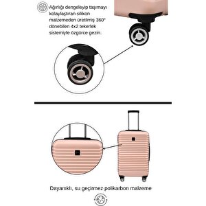 2'li Valiz Seti Polikarbon Büyük Boy – Orta Boy Valiz Pudra 1811