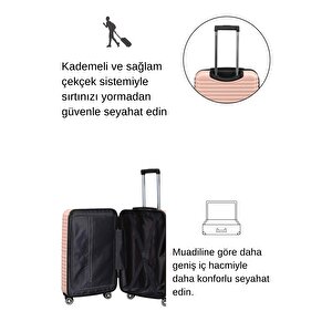 2'li Valiz Seti Polikarbon Büyük Boy – Orta Boy Valiz Pudra 1811