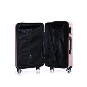 2'li Valiz Seti Polikarbon Orta Boy - Kabin Boy Valiz Pudra 1807