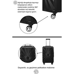 2'li Valiz Seti Polikarbon Büyük Boy - Kabin Boy Valiz Siyah 1809