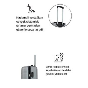 Orta Boy Valiz 4x2 Teker Gri 1451