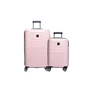 2'li Valiz Seti Polikarbon Orta Boy - Kabin Boy Valiz Pudra 1819