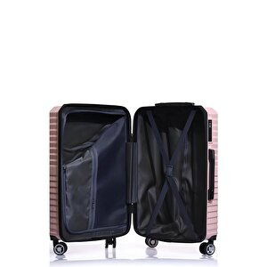 2'li Valiz Seti Polikarbon Orta Boy - Kabin Boy Valiz Pudra 1819