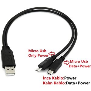 4378 Micro Usb Y Kablo Data Power Çevirici Dönüştürücü Çoklayıcı Kablo