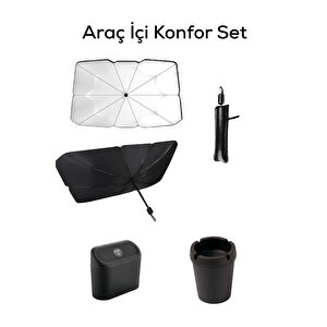Araç İçi Konfor Set Güneşlik, Kapaklı Çöp Kutusu, Kokusuz Küllük Mit1255