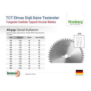 Kronberg 450x4x30mm 66atb Diş Ahşap Kesici - Tct Elmas Daire Testere (kontrplak, Kereste Vb.)