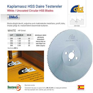 Glg 250x1.6x32mm Bw Diş Kaplamasız - Hss Daire Testere Bıçağı (bakır, Prinç, Alüminyum Kesimi)