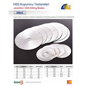 Glg 63x0.3x10mm 200a Diş Hss Kuyumcu Daire Testeresi  (çapaksız Ve Firesiz Mücevher Kesimi)