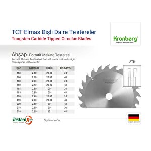 Kronberg 200x2.8x30mm 48atb Diş Ahşap Kesici (tct Elmas) - Dairesel Portatif Makine Testeresi