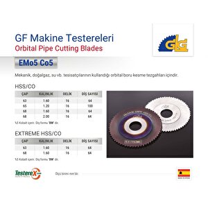 Glg 68x1.6x16mm 64bw Diş Extreme Hss/cobalt - Orbital Boru Kesme Testere Bıçağı (gf Makine Tezgahı)