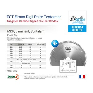Onci 200x3x30mm 64tcg Diş Mdf, Laminant, Suntalam - Tct Elmas Daire Testere Bıçağı (pozitif Diş)