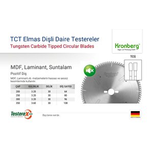 Kronberg 300x3.2x30mm 96tcg Diş Mdf, Laminant, Suntalam - Tct Elmas Daire Testere (pozitif Diş)